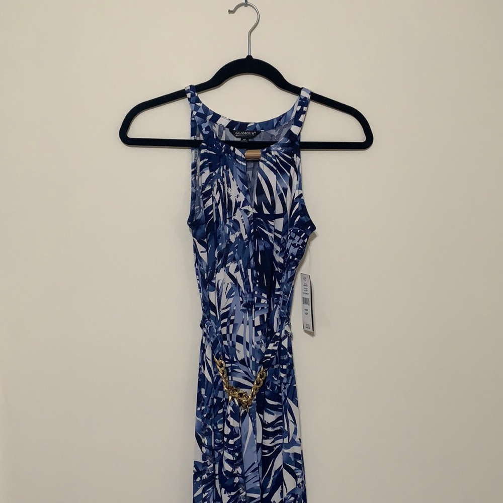 Women’s Petite  Maxi Dress with chain belt accent
